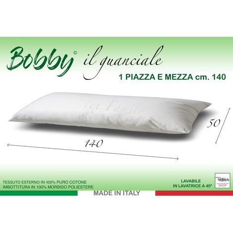 GUANCIALE BOBBY cuscino LETTO 1 PIAZZA E MEZZA lungo cm. 140 MIS. CM. 50 X 140
