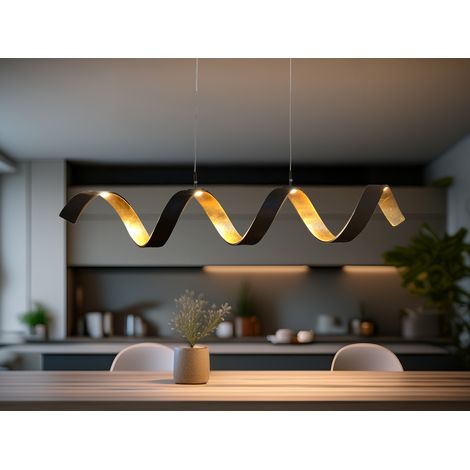 Fan Europe HELIX LED Swirl Pendel-Deckenleuchte Schwarz, Gold 1600lm 3000K 80x13,5cm