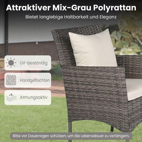 En Résine Tressée Salon de Jardin Bistro 3 Pièces avec Table Double Plateau Verre pour Balcon et Terrasse (1/5)