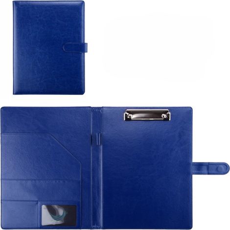 1 Porte-bloc professionnel avec presse-papiers, classeur en similicuir, porte-bloc-notes A4/Lettre, CV, bloc-notes, organisateur idéal pour les réunions professionnelles, bleu (1/5)