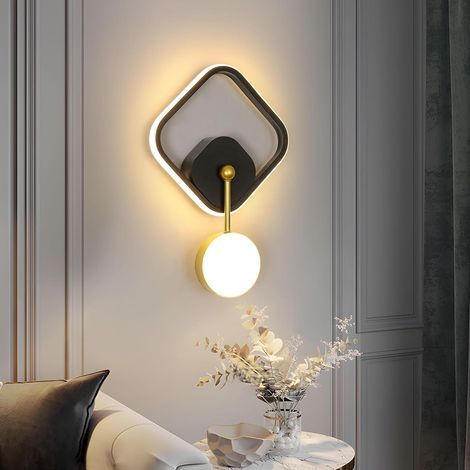Applique Murale Intérieure LED, 21 W 2550 LM Moderne Lampe Murale Design Minimaliste, Appliques Interieur Décoratif pour Chambre Chevet Salon Couloir Café Décoration Intérieure, Noir Doré [Clas (1/5)