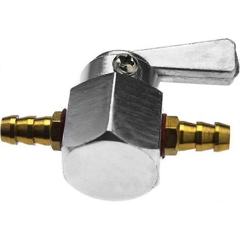 Robinet d'essence en aluminium 6 mm pour moto/quad, vanne d'arrêt, 1 pièce, argent - Bon état SZRH AF (1/5)