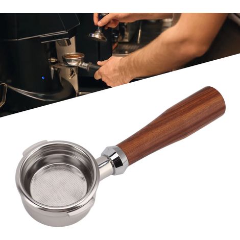 Breville Series 9 58mm Universal-Griff für Kaffeemaschinen, mit zwei Griffen, bodenlos, Edelstahl, klassisches E-Design, Rosenholz-Finish. (1/5)