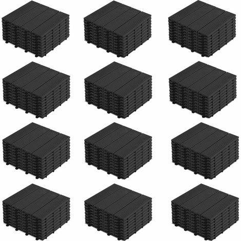Lot de 96 dalles clipsables en bois composite gris