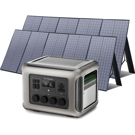 ALLPOWERS R2500 Station électrique portable avec 2 x panneaux solaire pliables de 400W, 2016Wh batterie LiFePO4, générateur solaire avec contrôleur MPPT pour camping-car, balcon, jardin, courant (1/5)