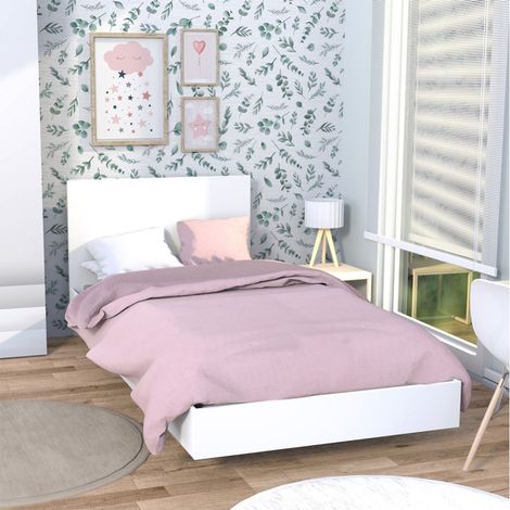 Le Quai Des Affaires – Lit loft 90x190 cm – Sommier inclus – Structure en panneau de particules – Finition blanche – Dimensions 192x94x75 cm (1/5)