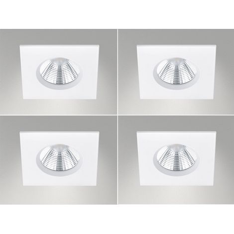4er SET IP65 LED Deckeneinbaustrahler Weiß eckig, dimmbar, 8,5cm (1/5)