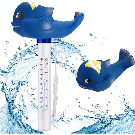 Thermomètre flottant pour piscine avec cordon, résistant aux chocs, en forme de poisson, pour mesurer la température de l'eau des piscines et des spas-AquaForge (1/5)