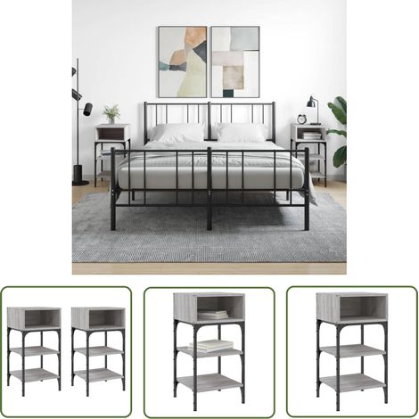 The Living Store Tables de chevet 2 pcs sonoma gris 35x34,5x70cm bois ingénierie - Table De Chevet - Meuble De Chambre - Armoire - Commode - Mobilier Intérieur (1/5)