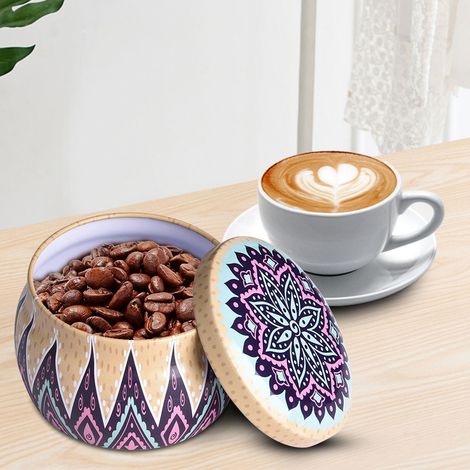 Boîte de rangement en fer blanc, boîte métallique avec couvercle pour thé, café, bonbons, bijoux et cadeau – Lot de 1, idéale cuisine et maison. (1/3)