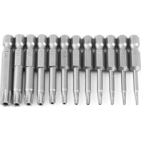 Jeu de 12 tournevis torx creux à manche hexagonal 1/4 avec manche hexagonal (1/5)