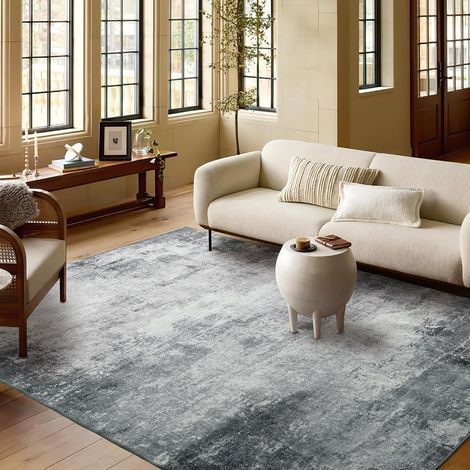 Tapis 160x230 Design Unique Tissu à Poils Aspect Fourrure Doux Moderne, Decoration pour Interieurs Maison Salon Chambre Enfant/Adulte Dressing Bureau, Brouillard (1/5)