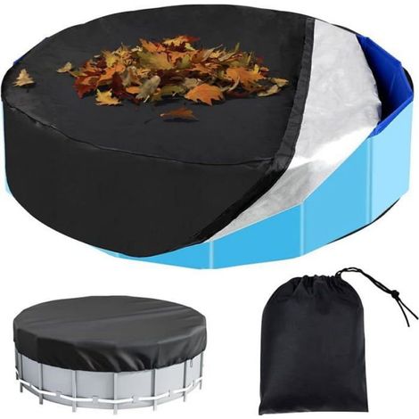 1 runde Poolabdeckung 122 x 30 cm, wasserdichtes Oxford-Gewebe mit Kordelzug, für Hunde und den Außenbereich (1/5)