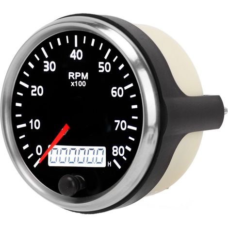 85-mm-Drehzahlmesser mit Nadel, 0–8000 U/min, LCD-Anzeige, universell einsetzbar für Pkw, Lkw, Boote, Diesel- und Benzinmotoren (9–32 V). (1/5)