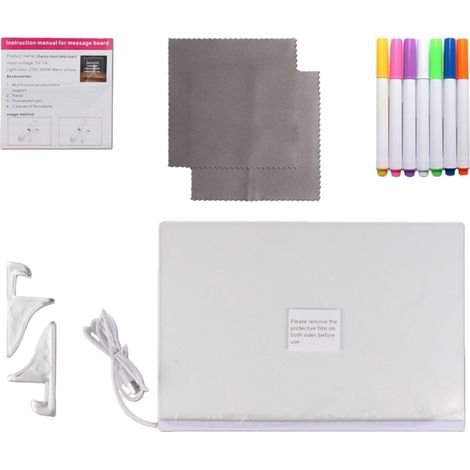 Tableau De Messages Acrylique A Led - Tableau Memo Luminieux Avec Support Et 7 Stylos Couleurs - Calendrier Diy (1/5)