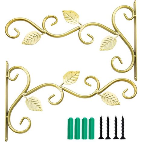 Set mit 2 Wandhaken zum Aufhängen von Pflanzen, 30 cm lange Wandhalterung aus Eisen, multifunktionale Haken zum Aufhängen von Pflanzen, Blumenamp (1/5)