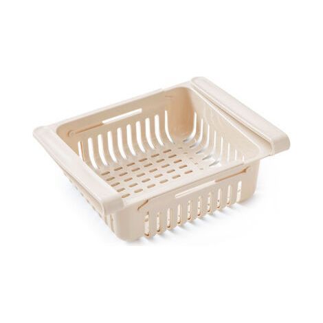 Boîte de rangement escamotable avec tiroir pour réfrigérateur, blanc – (1/5)