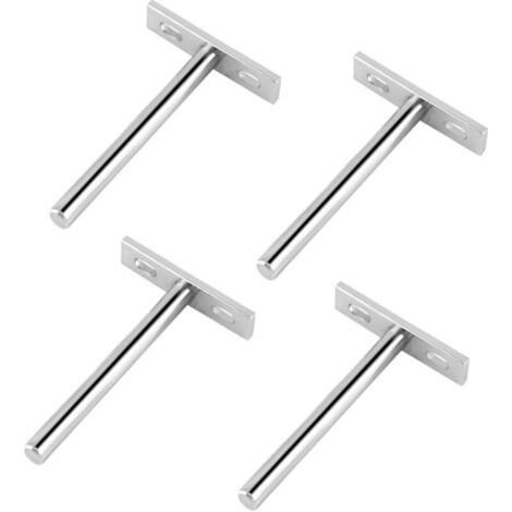 Set de 4 soportes de estantes de pared ocultos con 10 cm de diámetro para cargas pesadas – apto para paredes, chimeneas y estanterías, color plateado (1/4)