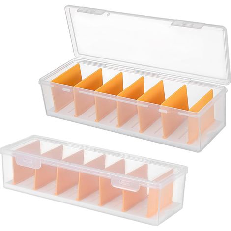 2pcs Boîte de Rangement avec Couvercle, Organiseur de câbles de données à 7 Compartiments, boîte de Rangement en Plastique pour Chargeur, Organiseur