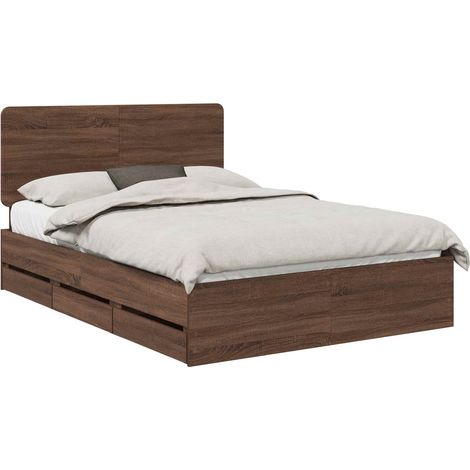 Estructura de cama Roble Marrón 150 x 200 cm Madera Ingenieril vidaXL