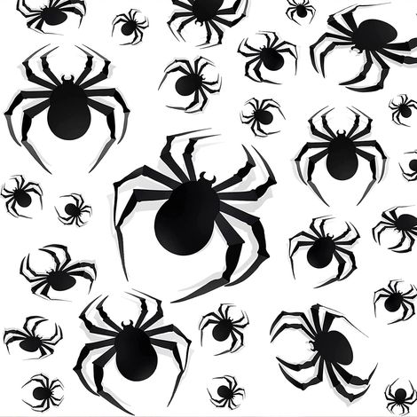 Juego de 24 pegatinas decorativas de Halloween - 3D - Diseño de araña - Decoración para ventanas - Negro - Gótico - Decoración para ventanas - Para pared, ventana (1/5)