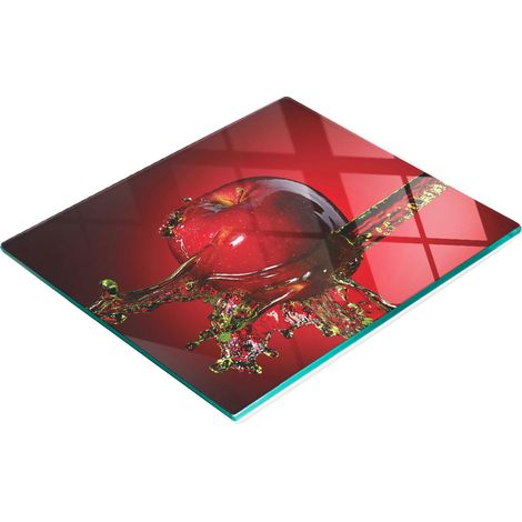 Tavoletta decorativa multifunzionale in vetro per cucina, colore rosso mela, 60x52 cm (1/5)