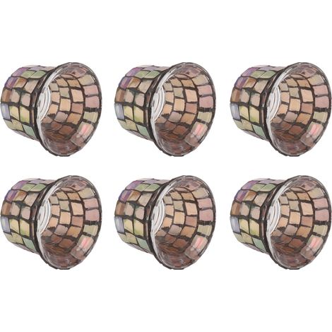 Lot de 6 photophores mosaïques en verre massif marron, parfaits pour la méditation, les mariages et autres occasions. (1/5)