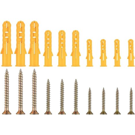 220 Pcs Chevilles Murales Et Vis Ensemble, Maçonnerie Brique Béton Fixations Murales Vis, Autotaraudeuses Cloison Sèche Sans Tête, Mur Ancrage Boulons (M6 / M8) (1/5)