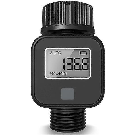 Débitmètre d'eau numérique IPX5 mesurant la consommation et le débit d'eau, compatible avec les tuyaux d'arrosage de jardin. (1/5)