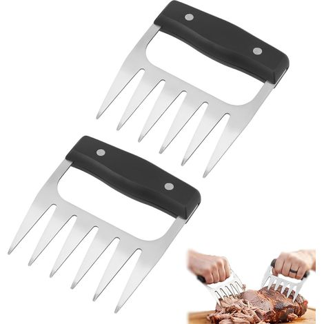 Garras de acero inoxidable de 2 piezas para desmenuzar carne de cerdo (2CR13), garras de 6 dientes con mango antideslizante, desmenuzadora de carne para barbacoa, parrilla, asado y cocción. (1/5)