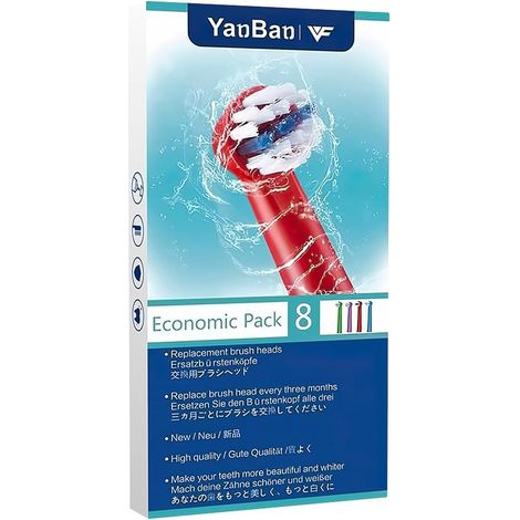 YanBan 8 pièces tête de brosse à dents pour enfants pour Oral B, têtes de brosse de remplacement pour Braun Kids brosse à dents électrique (1/4)