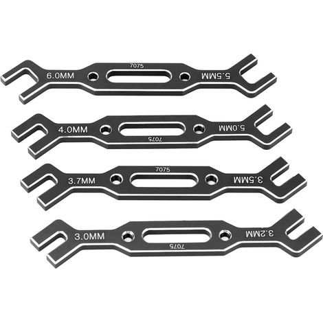 Jeu de 4 clés de réglage pour rotules de voitures RC, en alliage d'aluminium, échelles 1/10 et 1/16, de 3,0 mm à 6,0 mm. Outil de réparation pour modèles réduits, noir. (1/5)