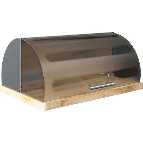 Boîte à pain en inox et bambou 40x16,5x29 cm – Capacité 7L – Couvercle en plastique – Design moderne pour cuisine – Five Simply Smart (1/5)
