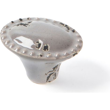Pomo para Mueble  Estilo Decorativo  Fabricado en Porcelana  Acabado en Gris  Medidas 423128 mm  Sistema de Fijación Atornillado  Incluye Tornillos M4  1 Unidad - (1/2)