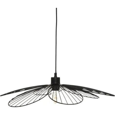 Lampe Suspension en Métal "Fleur" 90cm Noir (1/4)