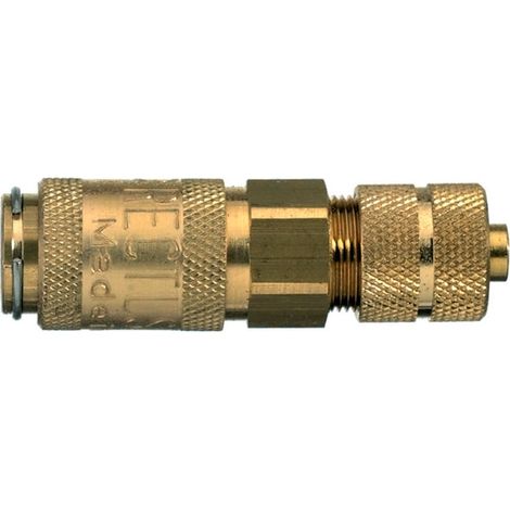 Raccord rapide pneumatique Legris, Tuyau cannelé vers Femelle, Mâle 10mm Profil rectus, Walther en Laiton nickelé ( Prix pour 1 )