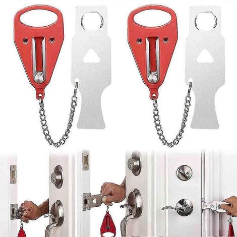 Lot de 2 verrous de porte portables, version améliorée pour la sécurité des appartements et des chambres, et pour les voyages. (1/5)