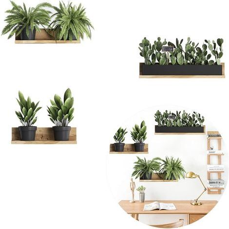 Sticker Mural Plante en Pot, Sticker Mural Plante Verte 62 x 70 cm, Sticker Mural Papier Peint Naturel DIY pour Chambre, Salon, Fond TV (1/5)