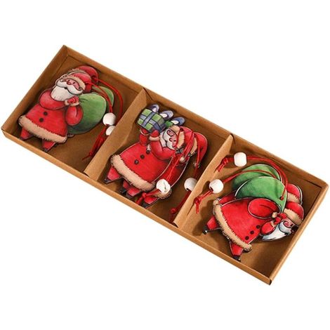 Ornements de nol Suspendus en Bois, tranches de Bois festives pour laécoration du père nol, 6 pièces (1/4)