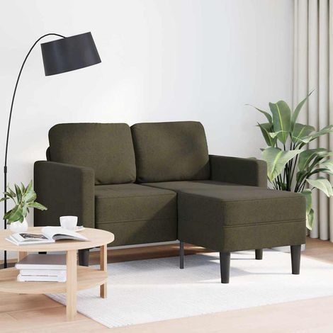 Divano 2 Posti Sofa con Chaise a L Verde Militare 125 cm Similpelle (1/5)