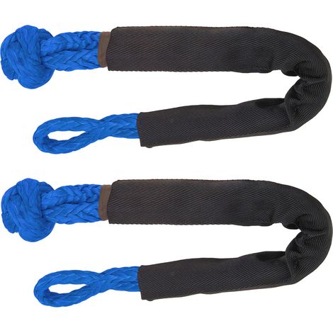 Lot de 2 manilles souples de remorquage, force de rupture de 38 000 lb, résistance à la déchirure, portables, pour camions, grands VUS et véhicules tout-terrain, bleues
