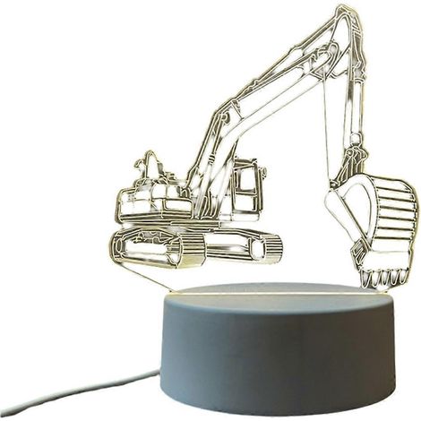 Camion pelleteuse lumineux 3D en acrylique avec socle veilleuse - Cadeau d'anniversaire idéal pour les enfants, parfait pour décorer une chambre d'enfant (1/5)