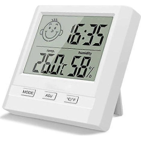 Hygromètre-thermomètre numérique d'intérieur avec affichage de l'heure, mesure précise de la température et de l'humidité pour la maison, le bureau, la chambre d'enfant, la serre et l'entrepôt. (1/5)