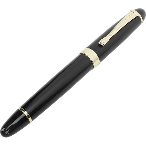 0,5 mm Füllfederhalter, ergonomisch, leichtgängig, aus Metall, mit Clip, für Meetings, Unterschriften, Japan, Schwarz, 0,5 mm gerade Spitze (1/5)