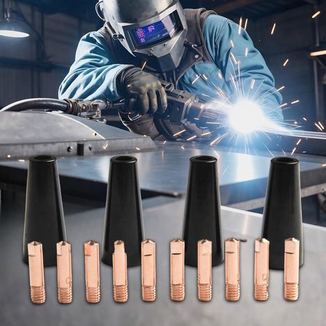 Kit d'embouts de buse sans gaz en cuivre 14AK MIG, pointes de contact de 0,8 mm 0,9 mm, compatible avec MB14 MB15 pour têtes de torche (1/5)