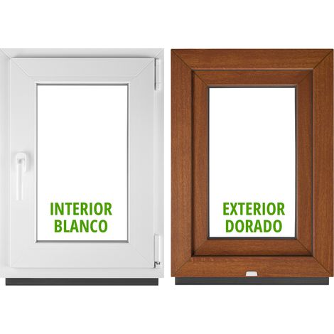 Ventana PVC BauPlaza 60 x 100 cm (Ancho x Alto) Oscilobatiente Apertura Derecha – Roble Dorado Exterior / Blanco Interior – Doble Acristalamiento (1/5)