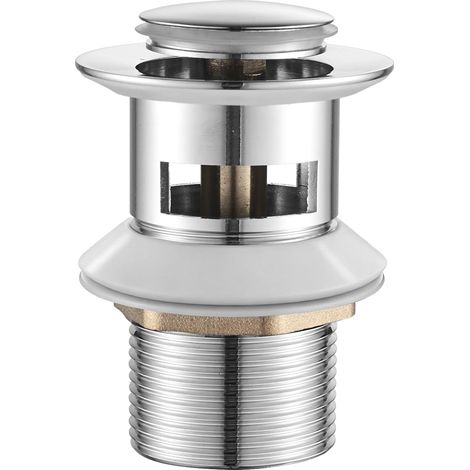 bonde de lavabo clic clac avec trop-Plein chromée Argent (1/5)
