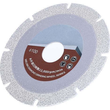 Disque de coupe et de meulage diamanté 100 mm, grain 60, pour carrelage, marbre et pierre. (1/5)