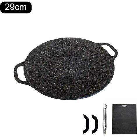Poêle à griller ronde de 34 cm en fonte épaisse, plancha pour cuisiner, poêle à frire, plaque de cuisson antiadhésive, cuiseur en pierre Maifan, kit de cuisine de camping, réchauds portables