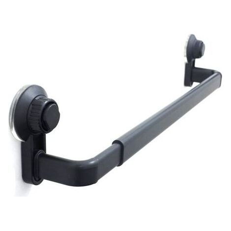 Porte-serviettes mural noir – Barres adhésives étanches 52-82 cm – Capacité jusqu'à 8 kg – Installation rapide sans perçage (1/5)